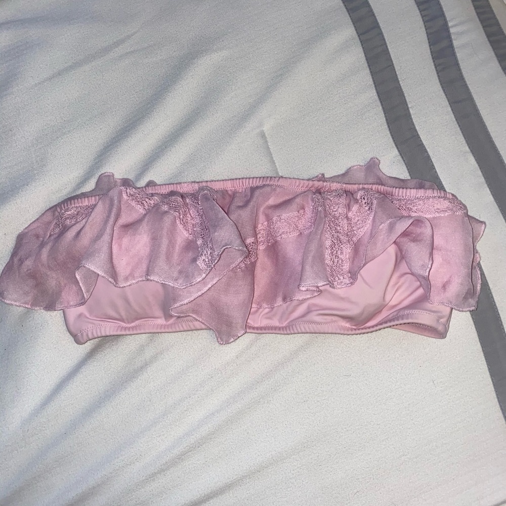 VS strapless ruffle swim top